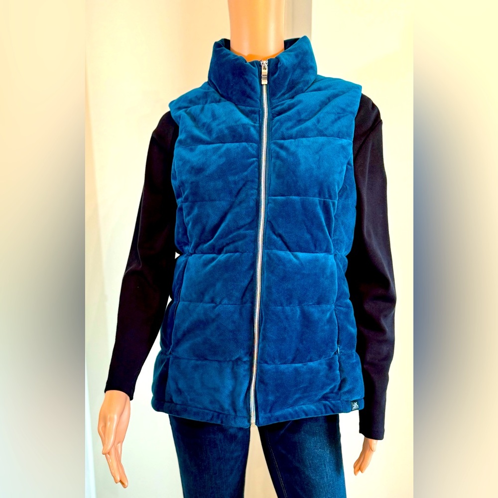 Zeroxposur Plush Quilted Full Zip Teal Outerwear Vest Outdoor Activewear Medium - Picture 2 of 8